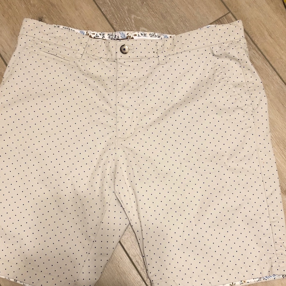 Denim & Flower Men's Floral Flat Front Shorts - Blue and Tan Preppy Cottage Core